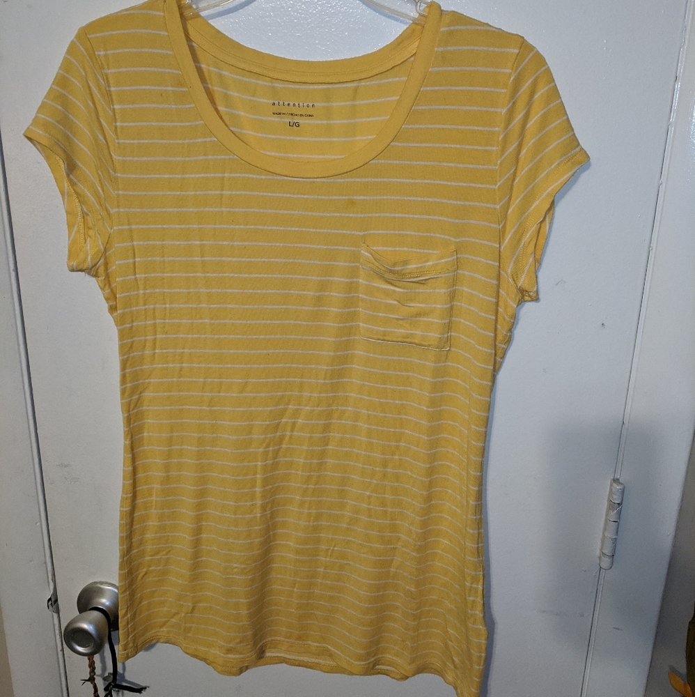 Attention Striped Tee Sz Large